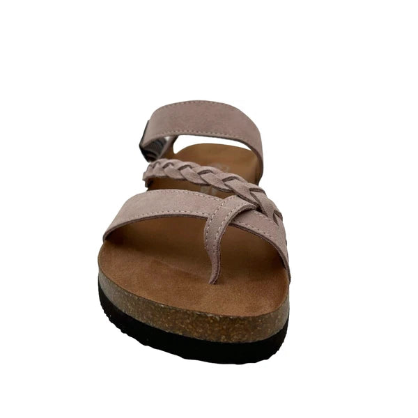 White Mountain Womens Leather Slide Sandals Size 9 Light Lavender Toe Loop Style