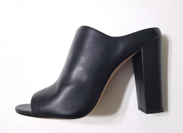 NIB Vince Alora Leather Block Heel Slide Sandal in Black Size 9 $295