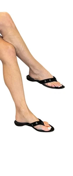 WOMEN'S TOD'S BLACK SUEDE THONGS FLIP FLOP SLIP ON SLIDES SANDALS GROMMET 8