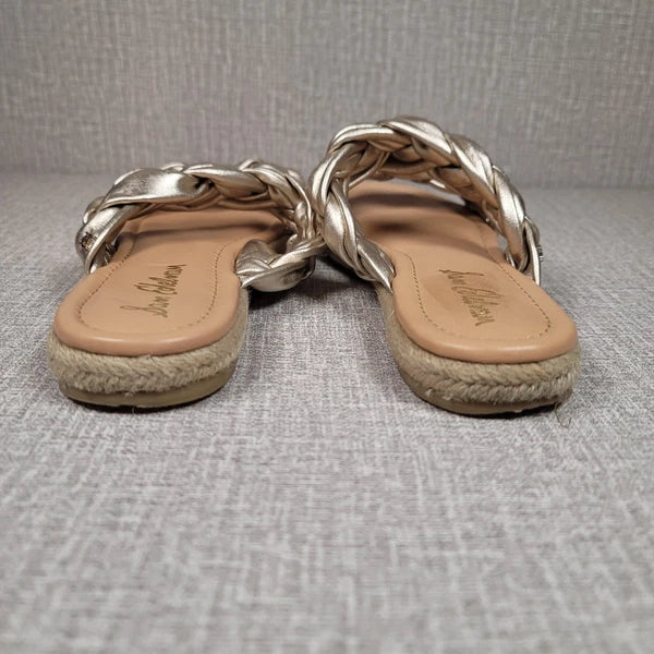 Sam Edelman Noreene Braided Leather Slide Gold Sandals Women's 9.5 Shoes