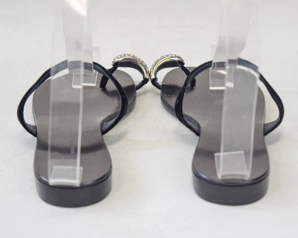 NEW GIUSEPPE ZANOTTI NuvoRock Ring Sandals 36.5 Black Crystal Embellished 6.5