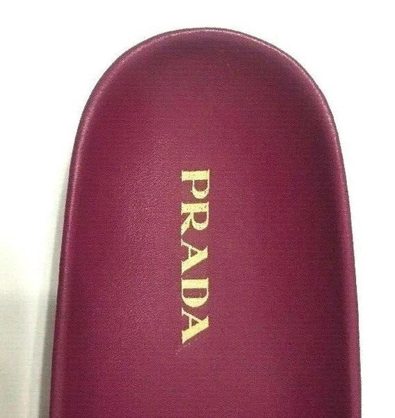 Prada Slides Sandals Slip On Belt Pink Velvet Womens Size EU37.5/US7-7.5