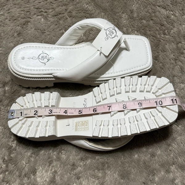 Sole Mates White SlipOnPlatform Wedge Flip Flop Thong Sandals Womens Sz 10- NEW