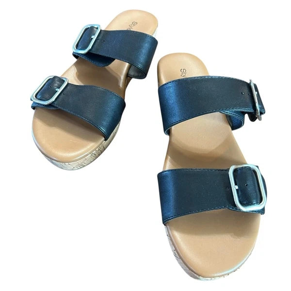 Style & Co Temppestt Slip On Double Buckle Retro Sporty Wedge Sandals NEW 7.5