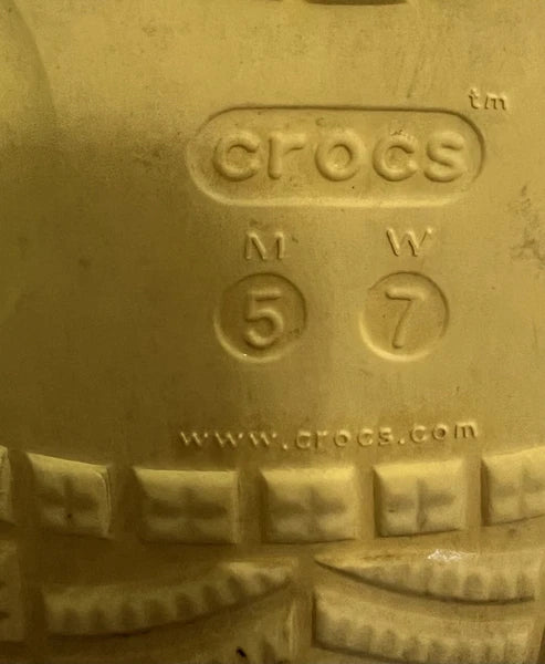 UsedVeryGood_Crocs Unisex Classic Two-Strap Slide Sandals_Yellow_Sz7Women/5 Men