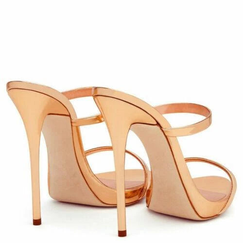 Women's High Heels Party Dress Slides Mules Summer Sandals Banquet Evening Shoes