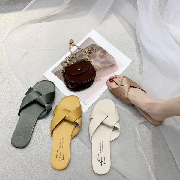 Women's Fashion Flat Casual Slides Soft Bottom Solid Sandals And Slippers Shoes