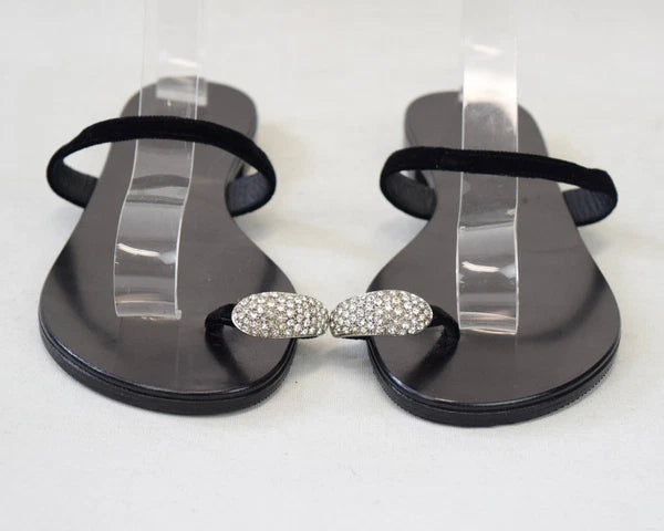 NEW GIUSEPPE ZANOTTI NuvoRock Ring Sandals 36.5 Black Crystal Embellished 6.5