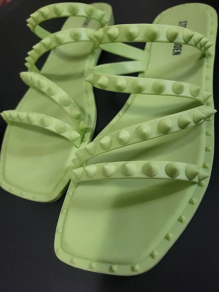 STEVE MADDEN Skyler-j Studded Neon Jelly Slide Sandals Flip Flops Women's Size 8