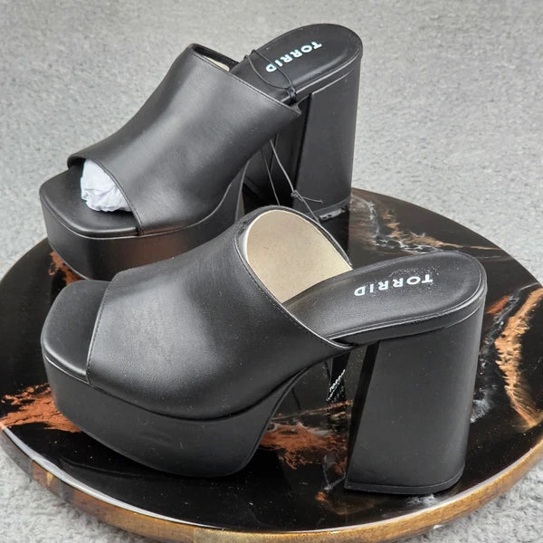Torrid Platform Heel Sandal Black Block Heel Mule Size 8.5 New with Tags NEW