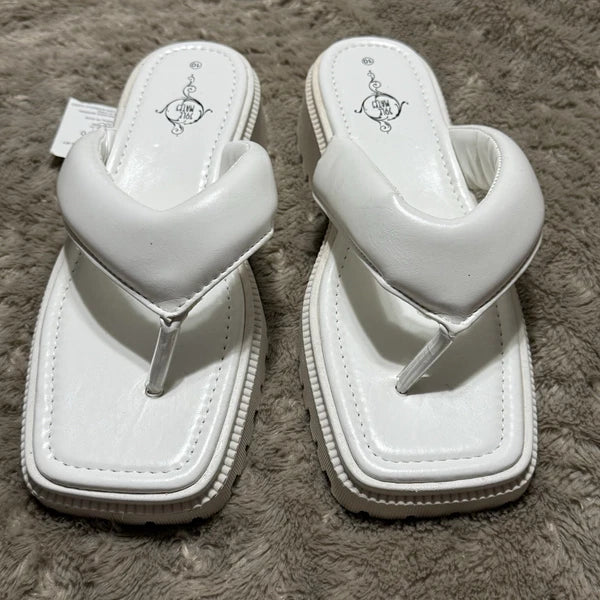 Sole Mates White SlipOnPlatform Wedge Flip Flop Thong Sandals Womens Sz 10- NEW