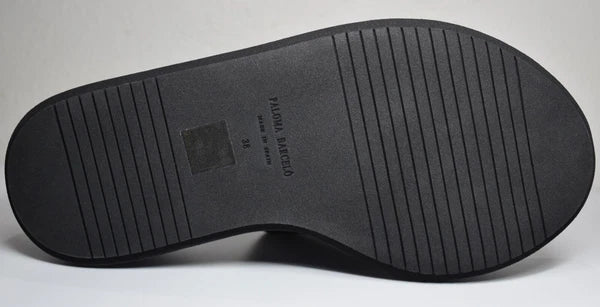 PALOMA BARCELO NIB $370 KORNELIA BLACK LEATHER PLATFORM SLIDE SANDAL. EU38/US8