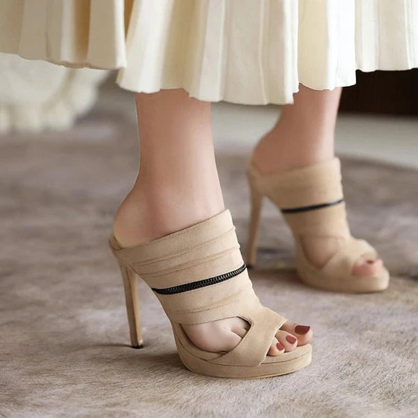 Lady Women's Formal Mules Slides Party Stiletto High Heel Sandals Shoes Open Toe