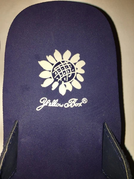 Yellow Box Flip Flops Sandals Women's Touch Wedge Pearl Jeweled Blue Black NWT