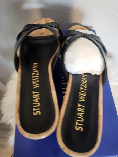 Stuart Weitzman CARMEN Platform Wedge Slide Sandal Patent Leather $395 SZ 7.5
