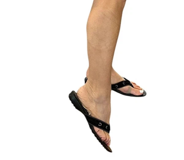 WOMEN'S TOD'S BLACK SUEDE THONGS FLIP FLOP SLIP ON SLIDES SANDALS GROMMET 8