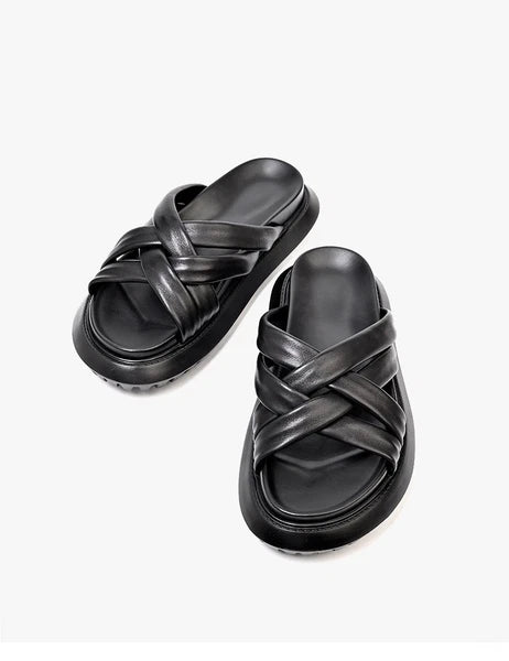 Roman Style Mens Open Toe Real Leather Cowhide Sandals Slippers Shoes Summer New