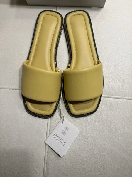 NEW BRUNELLO CUCINELLI Monili Trim Slide Sandal  Sz 7.5 US 37.5 EU $695