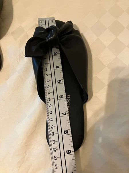 *READ* Anthropologie Black Leather Slide  Sandals 36 / 6 Adjustable bow