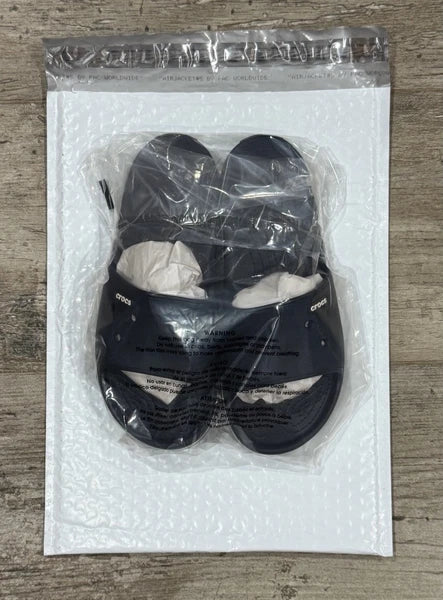 NEW CROCS WOMEN 7 CROCBAND III SLIDE. NAVY / WHITE. STYLE 205733