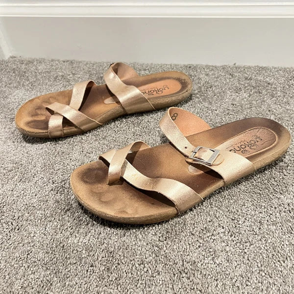 Yokono Ibiza Rose Gold Birki Style Cork Sandals 8 Thong Slide Cork Comfort