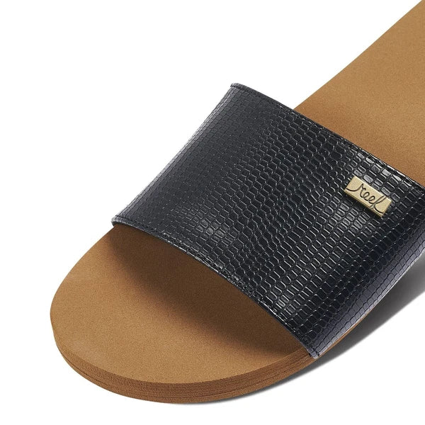 Reef Women's Bliss Nights Slide Sport Sandal, Black/Tan, 6