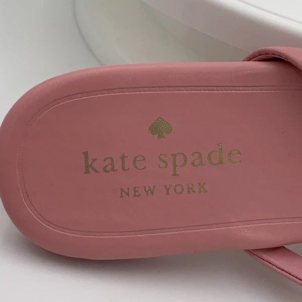 Kate  Spade Tatum New York Pink Leather Bow-Thong Sandals Spade Charm Size 9B