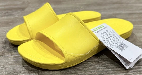 NEW CROCS W7 SLOANE SLIDE IN YELLOW LEMON. STYLE 205742-7C1. DISCONTINUED