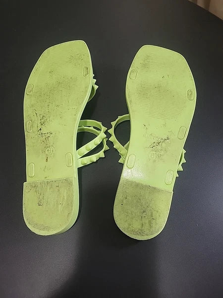 STEVE MADDEN Skyler-j Studded Neon Jelly Slide Sandals Flip Flops Women's Size 8