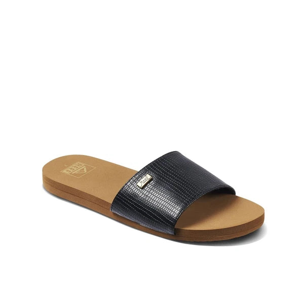 Reef Women's Bliss Nights Slide Sport Sandal, Black/Tan, 6